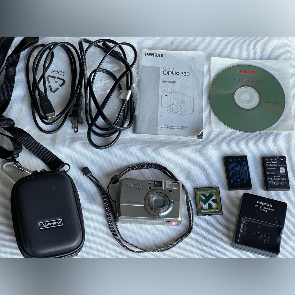 Pentax Optio 330 Silver Digital Camera Tested & Working
